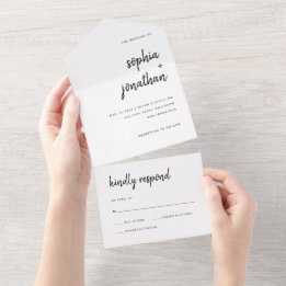 Invitation Tout En Un Script minimaliste moderne | MARIAGE