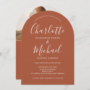 Invitation Tout En Un Script Photo Terracotta Arch Mariage