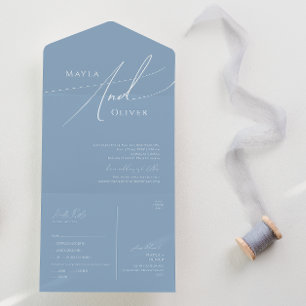 Invitation Tout En Un Script Whimsical   Phoque Décontracté bleu Dusty e