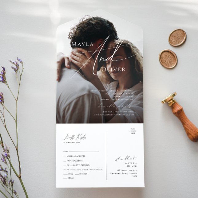 Invitation Tout En Un Script Whimsical Sceau photo Décontracté et envoye (Créateur téléchargé)