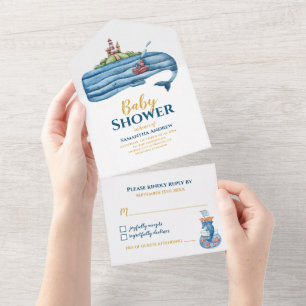Invitation Tout En Un Sea Animals Baby Baby shower