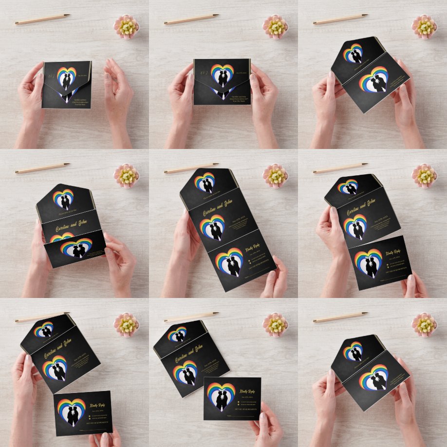 Invitation Tout En Un Silhouettes homosexuelles élégantes.