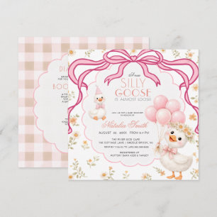 Invitation Tout en Un Silly Goose Gingham Bow Baby Shower
