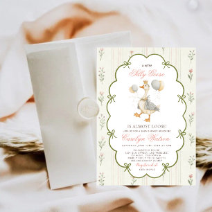 Invitation Tout En Un Silly Goose Rose Vert Baby Shower