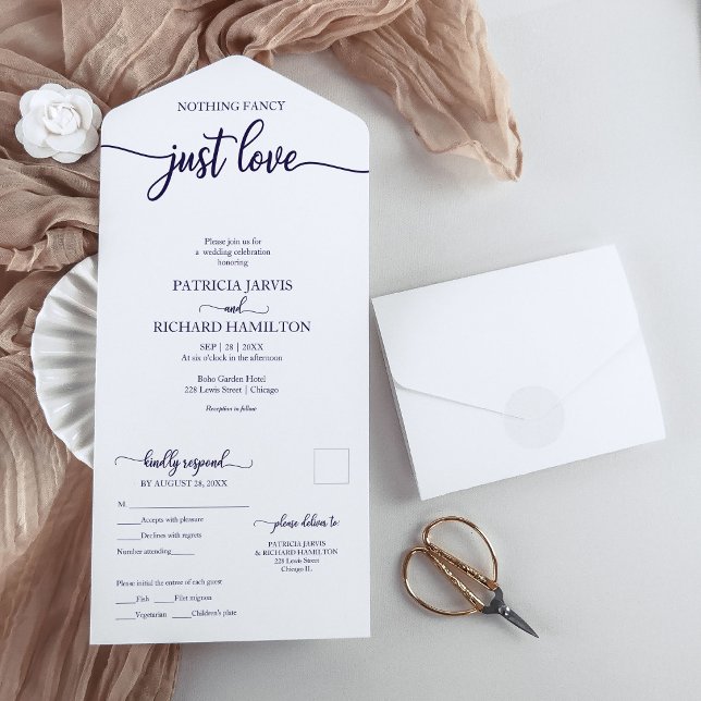 Invitation Tout En Un Simple Chic Calligraphie Mariage Civil (Créateur téléchargé)