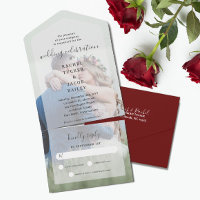 Simple Elégance Full Photo Burgundy Mariage rouge