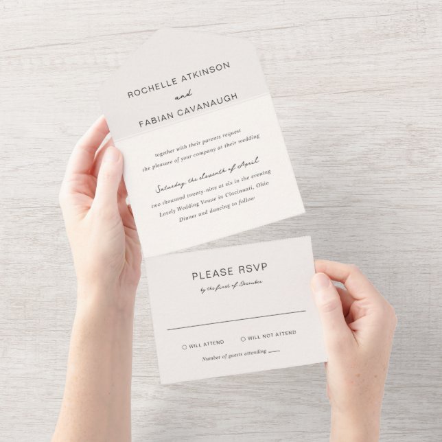 Invitation Tout En Un Simple Élégance Mariage (Déchirure)