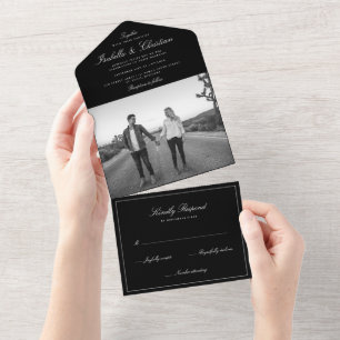 Invitation Tout En Un Simple Élégance Photo Mariage Tout En Un Invitatio