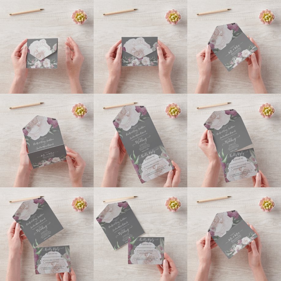 Invitation Tout En Un Simple Élégant Blush Fushia Rose