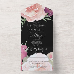 Invitation Tout En Un Simple Élégant Blush Fushia Rose