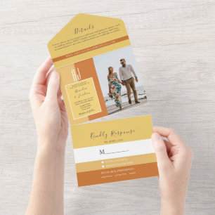 Invitation Tout En Un Simple élégante calligraphie Monogramme Mariage