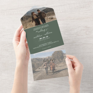 Invitation Tout En Un Simple Emerald Green Mariage photo tendance