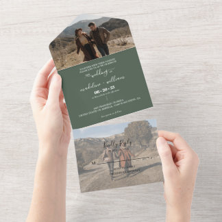 Invitation Tout En Un Simple Emerald Green Mariage photo tendance