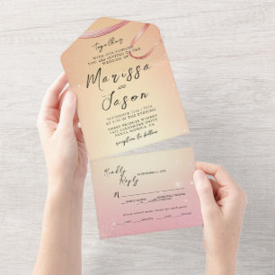 Invitation Tout En Un Simple et élégant Jaune et Mariage rose