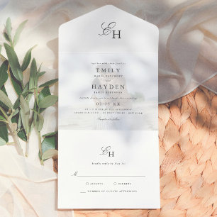 Invitation Tout En Un Simple Mariage Bohème Minimaliste Photo