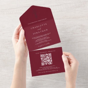 Invitation Tout En Un Simple Mariage botanique de Bourgogne