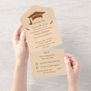 Invitation Tout En Un Simple Marron Et Beige Faire Part De Mariage Perso