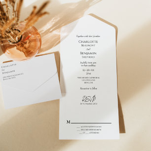 Invitation Tout En Un Simple minimaliste Mariage moderne
