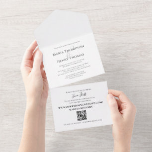 Invitation Tout En Un Simple minimaliste Mariage QR Code invité adressé