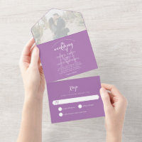Simple Monogramme Lavande Violet Photo Mariage