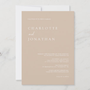 Invitation Tout en un simple script moderne Taupe Mariage ros