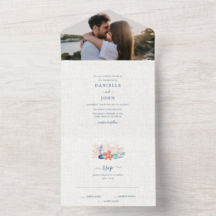 Invitation Tout En Un Simple Seashell Beach Mariage photo