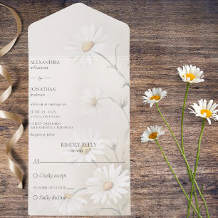 Invitation Tout En Un Simplement des marguerites