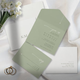 Invitation Tout En Un Simply Chic Mariage Sage/Pearl ID1046