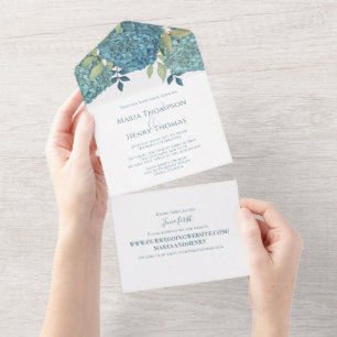 Invitation Tout En Un Site Web de Mariage Élégant aux Fleurs de Hortensi