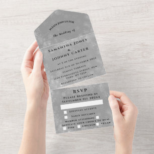 Invitation Tout En Un Snowflakes Snow Grey Winter Wonderland Mariage