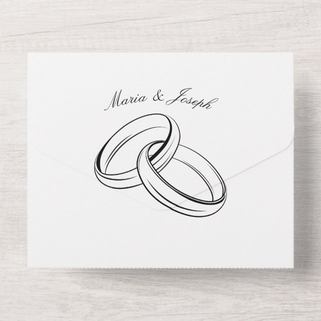 Invitation Tout En Un Sonnerie mariage simple en couple (Verso)