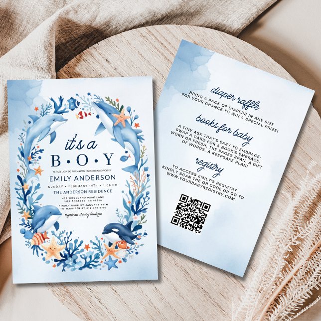 Invitation Tout en un sous la mer C'est un Baby shower garçon (Créateur téléchargé)