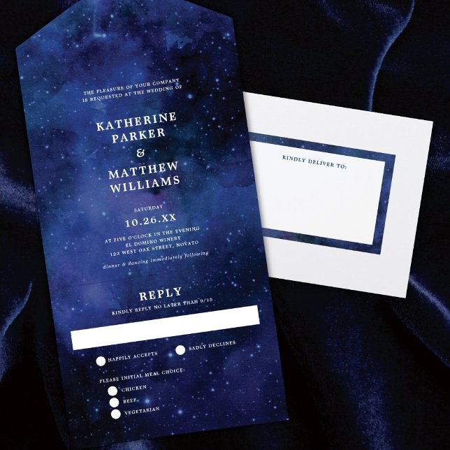 Invitation Tout En Un Sous les étoiles Mariage des étoiles d'astronomie  (Créateur téléchargé)