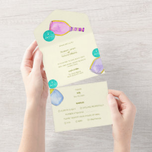 Invitation Tout En Un Sports Aquarelle Aquarelle Pickleball Mariage à th