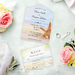 Invitation Tout En Un Starfish moderne Tropical Summer Beach Mariage<br><div class="desc">Commencez votre voyage vers l'éternité avec cette invitation tout-en-un moderne Starfish Tropical Summer Beach Wedding. Plongez vos invités dans un bonheur tropical dans le confort de leur maison, en les inspirant des vagues tranquilles de plage, des brises salées et des eaux cristallines, tout en dévoilant cette belle invitation. Personnalisez l'invitation...</div>