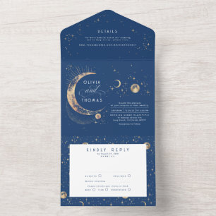 Invitation Tout En Un Stars de lune mystique céleste Halo Mariage