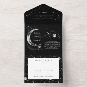 Invitation Tout En Un Stars de lune mystique céleste Halo Mariage