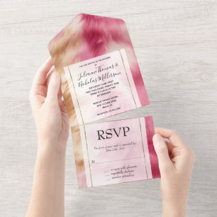 Invitation Tout En Un Stylish Girl Rose Or Blanc Animal Fourrure