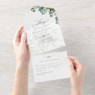 Invitation Tout En Un Sublime Dusty Bleu VERT MARIAGE Eucalyptus