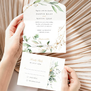 Invitation Tout En Un Suite de Mariage tout-en-un de l'élégance botaniqu