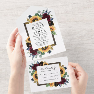 Invitation Tout En Un Sunflower Country Rustic Elegant Mariage de automn