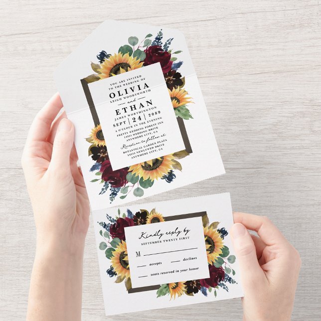 Invitation Tout En Un Sunflower Country Rustic Elegant Mariage de automn (Créateur téléchargé)