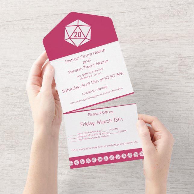 Invitation Tout En Un Tabletop Chic au framboise (Déchirure)