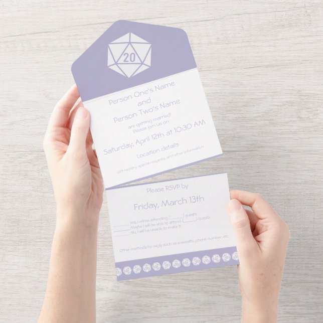 Invitation Tout En Un Tabletop Chic en Lavande (Déchirure)