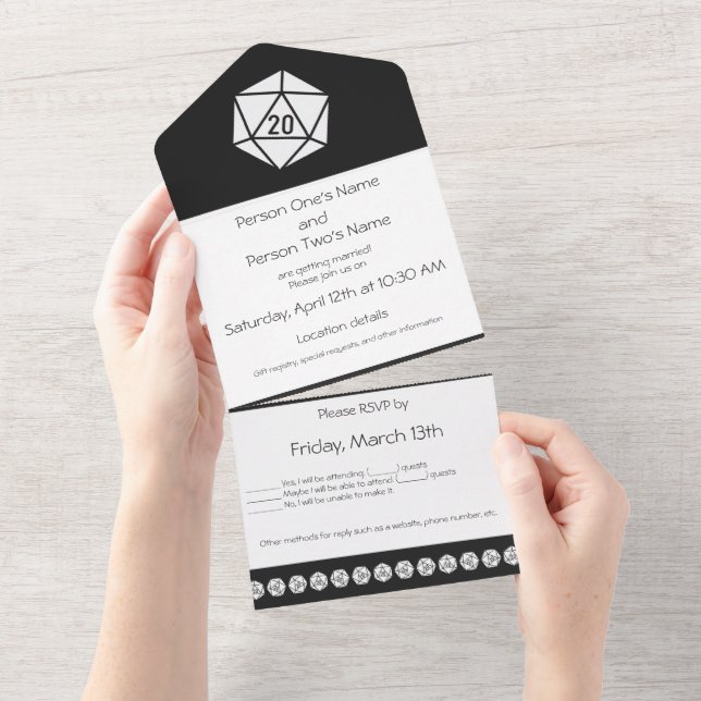 Invitation Tout En Un Tabletop Chic en noir (Déchirure)