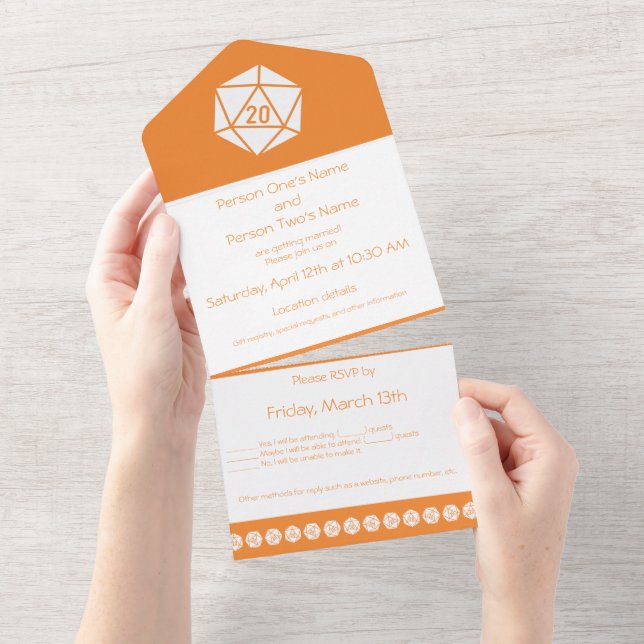 Invitation Tout En Un Tabletop Chic en orange (Déchirure)