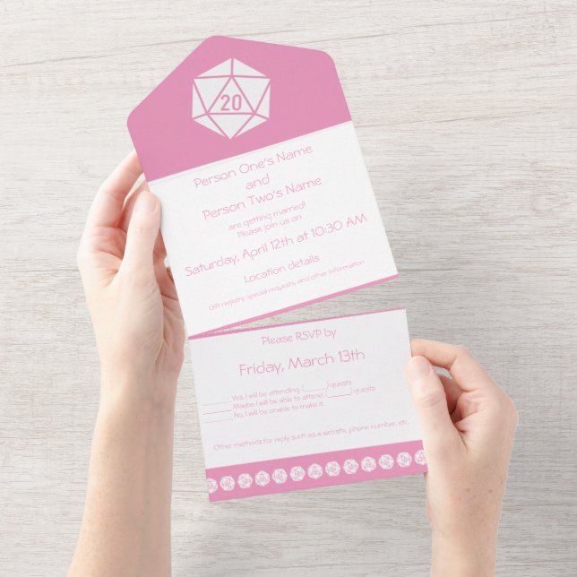Invitation Tout En Un Tabletop Chic en rose pétale (Déchirure)