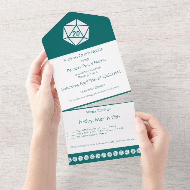 Invitation Tout En Un Tabletop Chic en Turquoise (Déchirure)