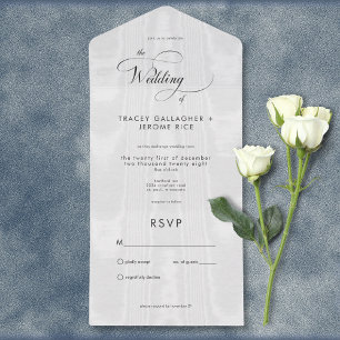 Invitation Tout En Un Taffeta de satin blanc minimaliste moderne Pas de