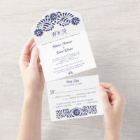 Talavera Mexicaine Bleue en un mariage Invitation